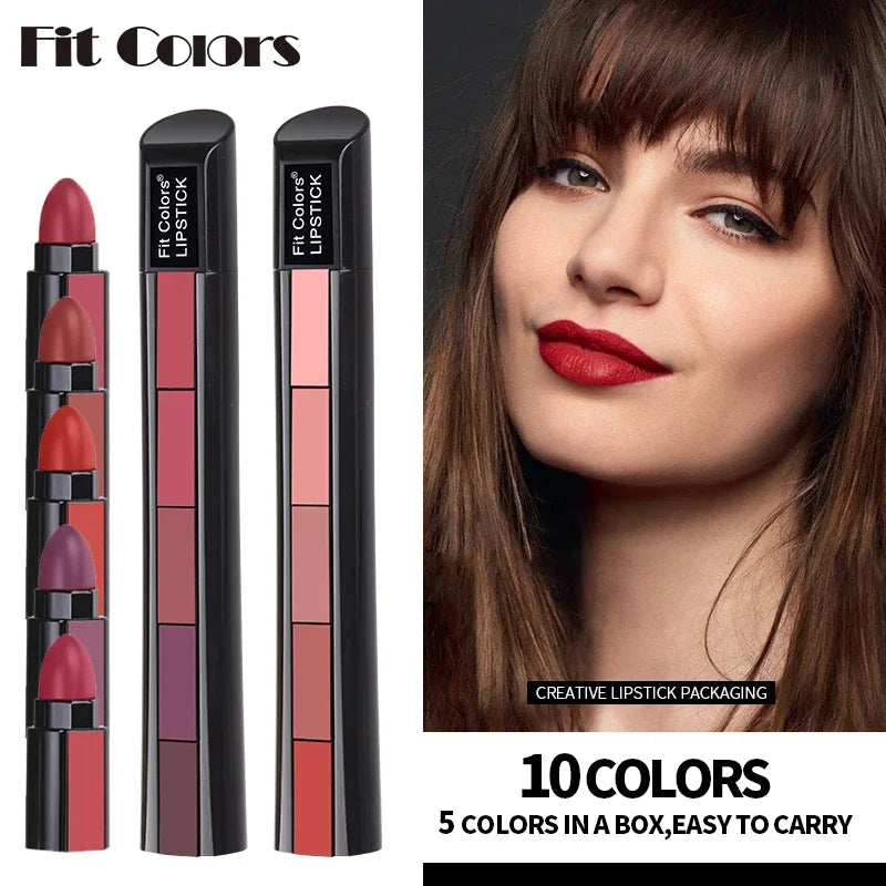 5 in 1 Lipstick Set Lightweight Matte Velvet Long Lasting Combination Lipstick Nourish Moisturizing Professional Lipliner Makeup
