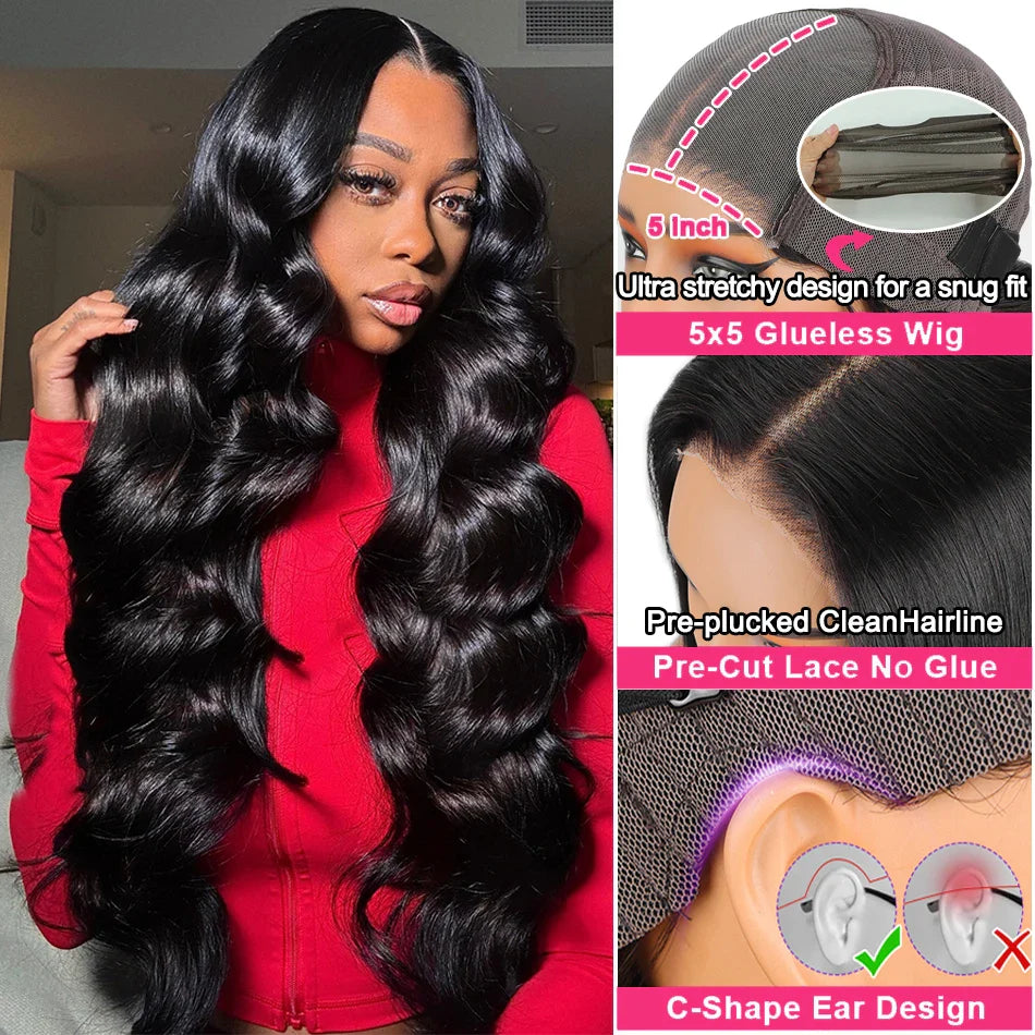 13x4 Body Wave Lace Front Human Hair Wig 200% Water Wave Pre Plucked HD Transparent Lace Wig 5x5 Closure Glueless Wigs For Women