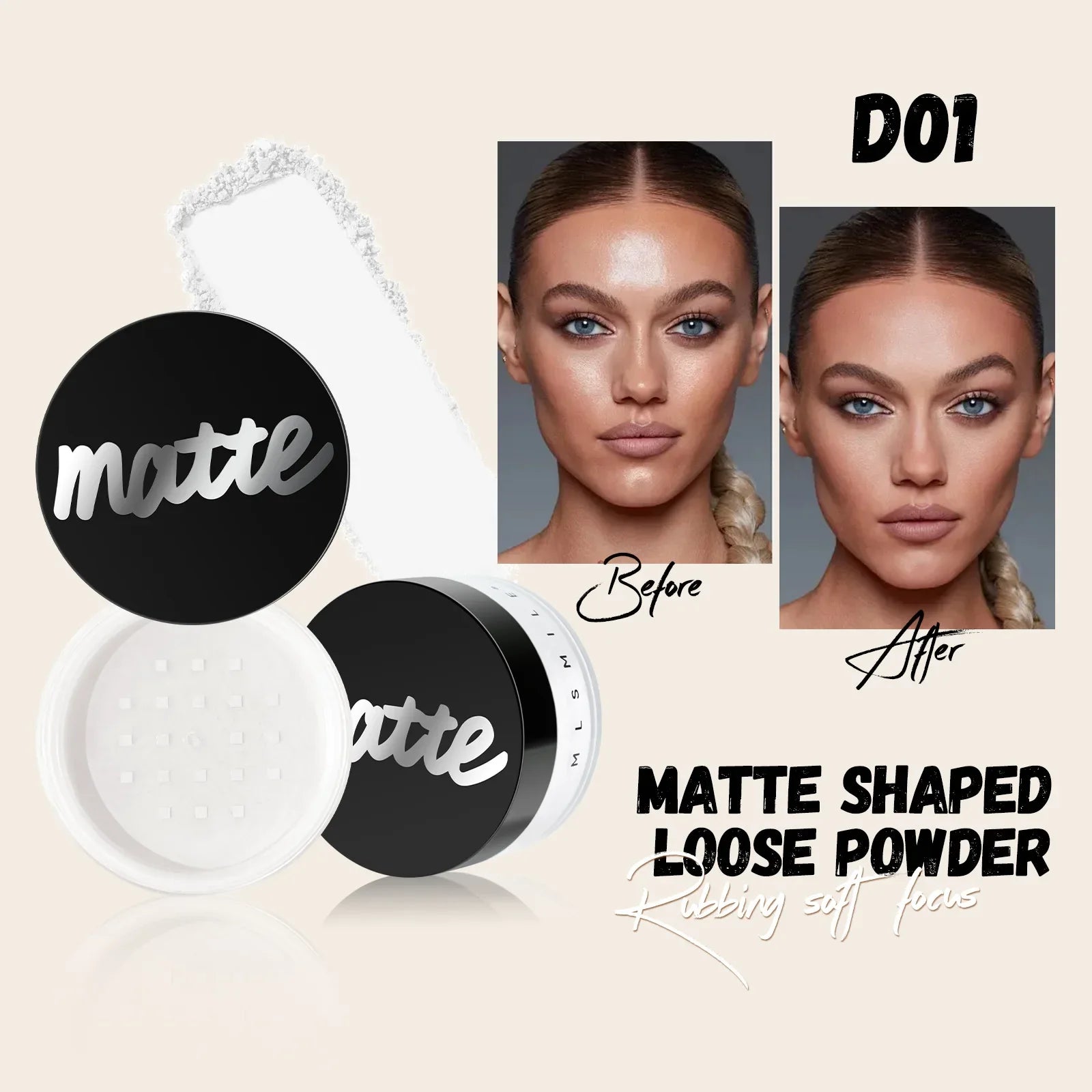4 Colors Matte Loose Powder Face Whitening Skin Finish Transparent Pink Nude Mineral Makeup Cosmetic Foundation Setting Powder