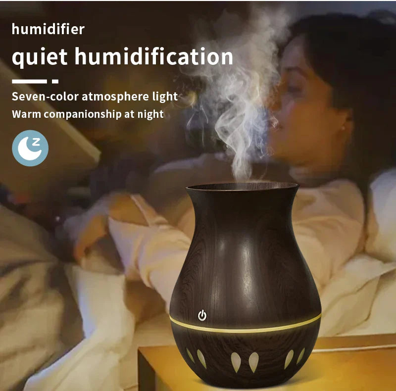 130ml Wood Grain Mini Humidifier Essential Oil Diffuser Spray Bedroom Humidifier Atomizer Aromatherapy Diffuser Mute Home