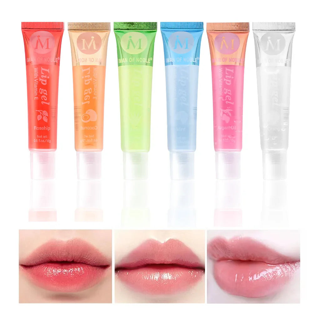6Pcs Fruity Flavor Watery Glossy Lip Gloss Set Clear Lip Gel Hydrating Moisturizing Lip Gloss Women Lips Makeup Wholesale