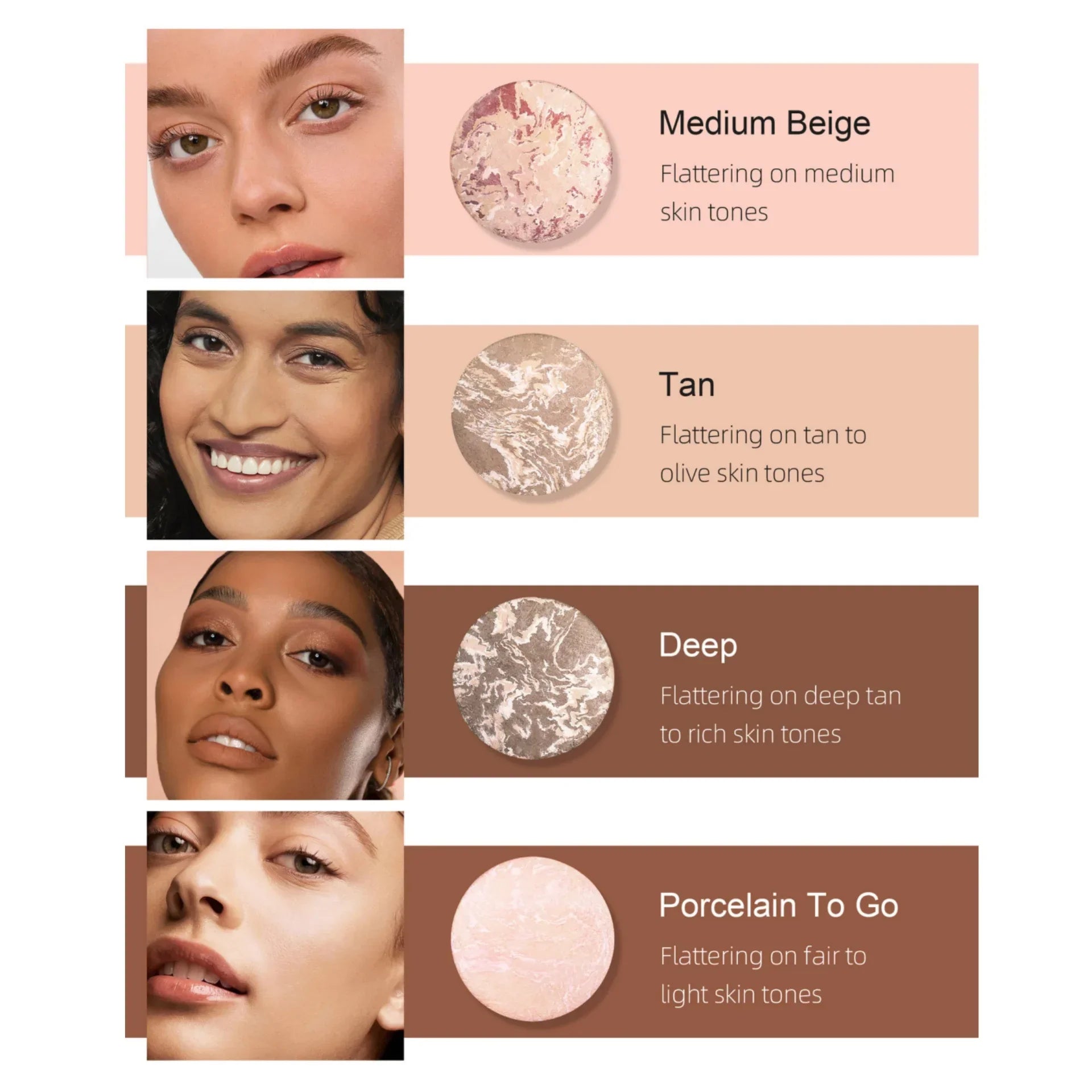 7 Colors Baked Duo Powder Matte Finishing Face Foundation Setting Powder Compact Waterproof Full Coverage Makeup Setting Base