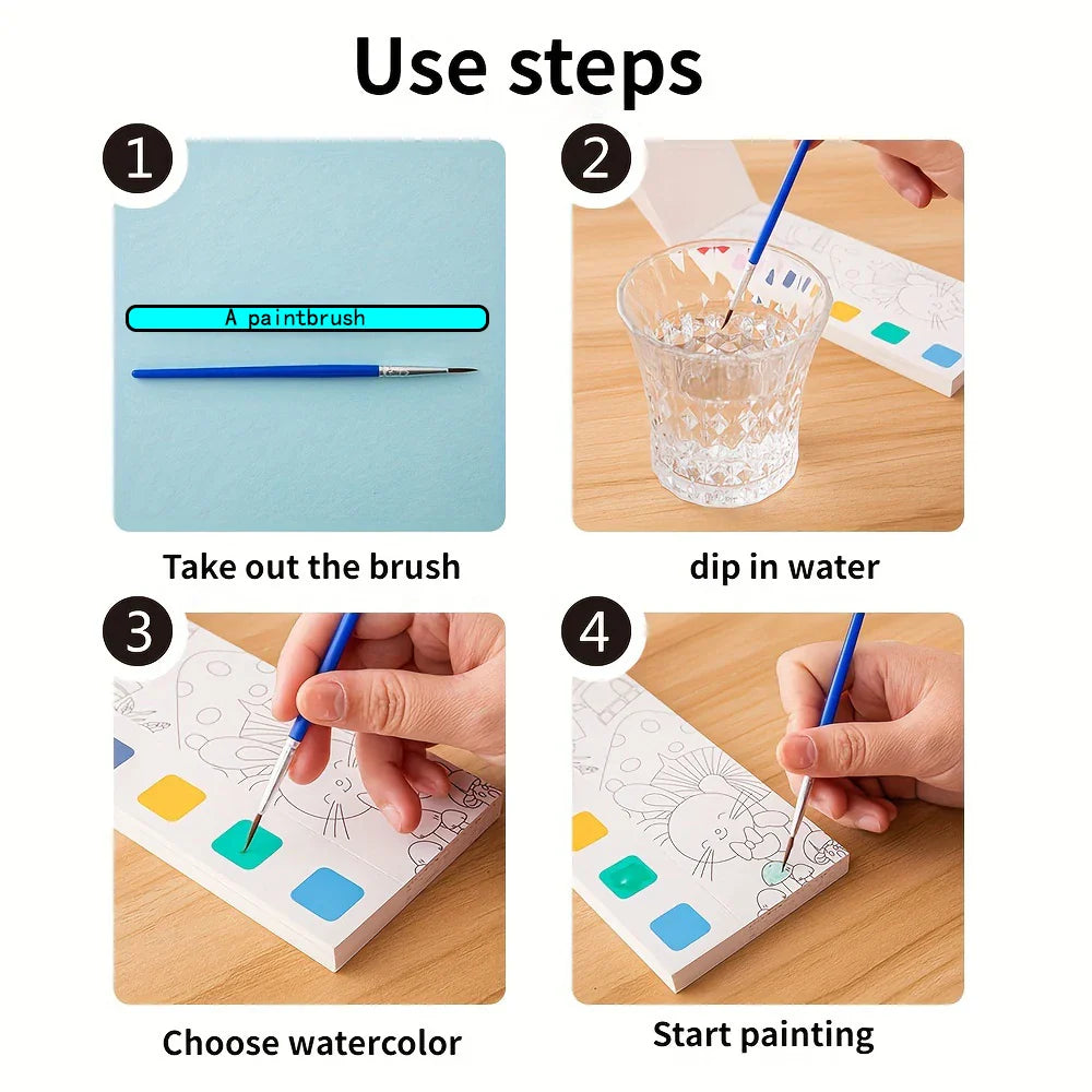 12pages Children's Watercolor Coloring Book,Developmental Toys,Kid's Drawing Toys For Thanksgiving, Easter, Christmas Gifts