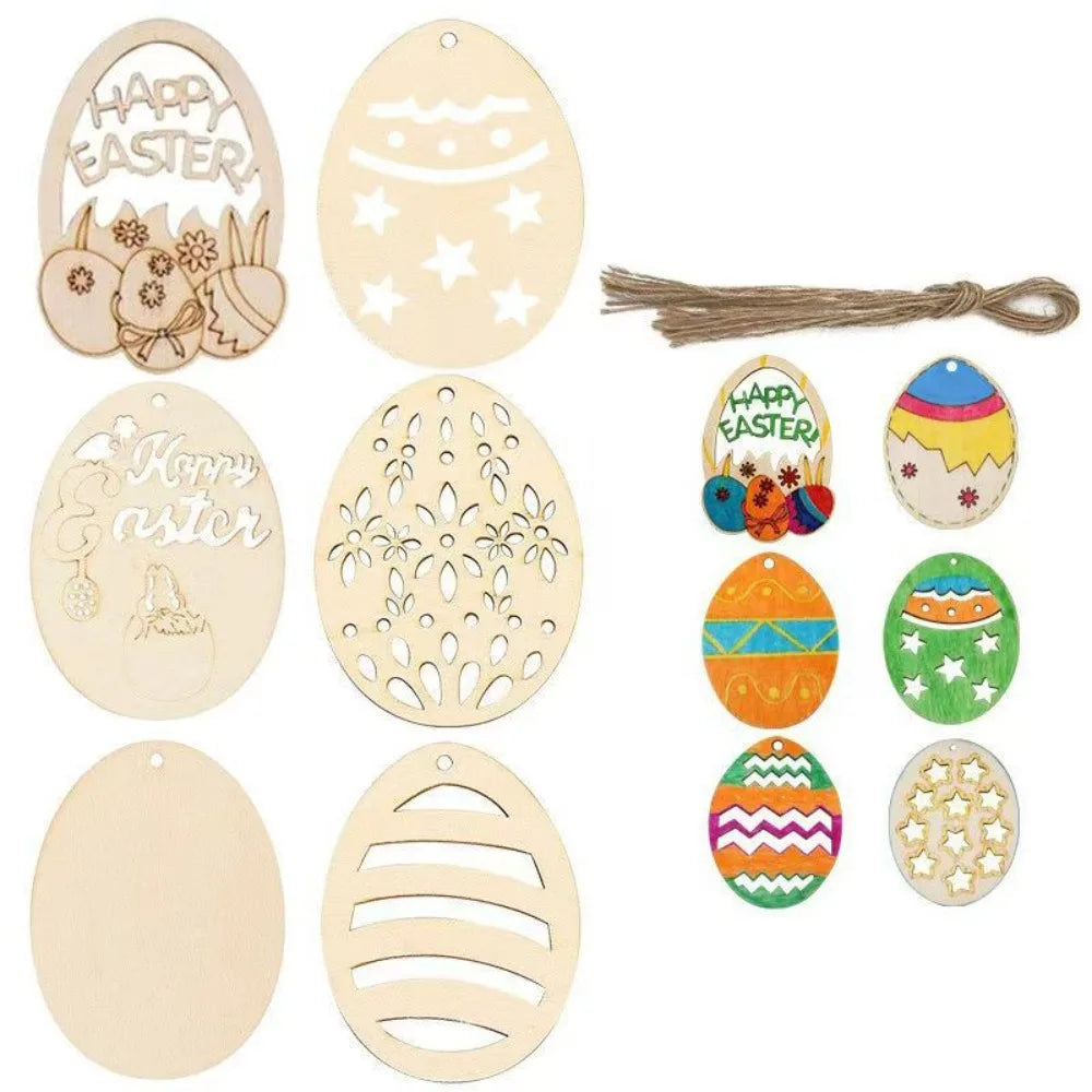 12/24 Pcs Wooden DIY Easter Painting Filled Colored Eggs for Easter Kids Birthday Party Baby Shower School Party Gift Decoration