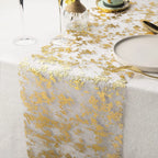 11x108 Inch  Metallic Gold Sequin Glitter Thin Mesh Table Runner Roll For Wedding Birthday Party Easter Eid Mubarak Table Decor