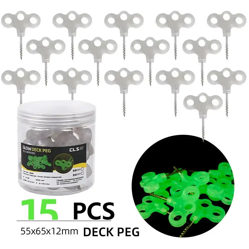 10/15pcs Camping Glow Deck Nails Outdoor Travel Hiking Tent Accessories 3 Holes Screw Spikes Luminous Metal Canopy Pegs Stakes