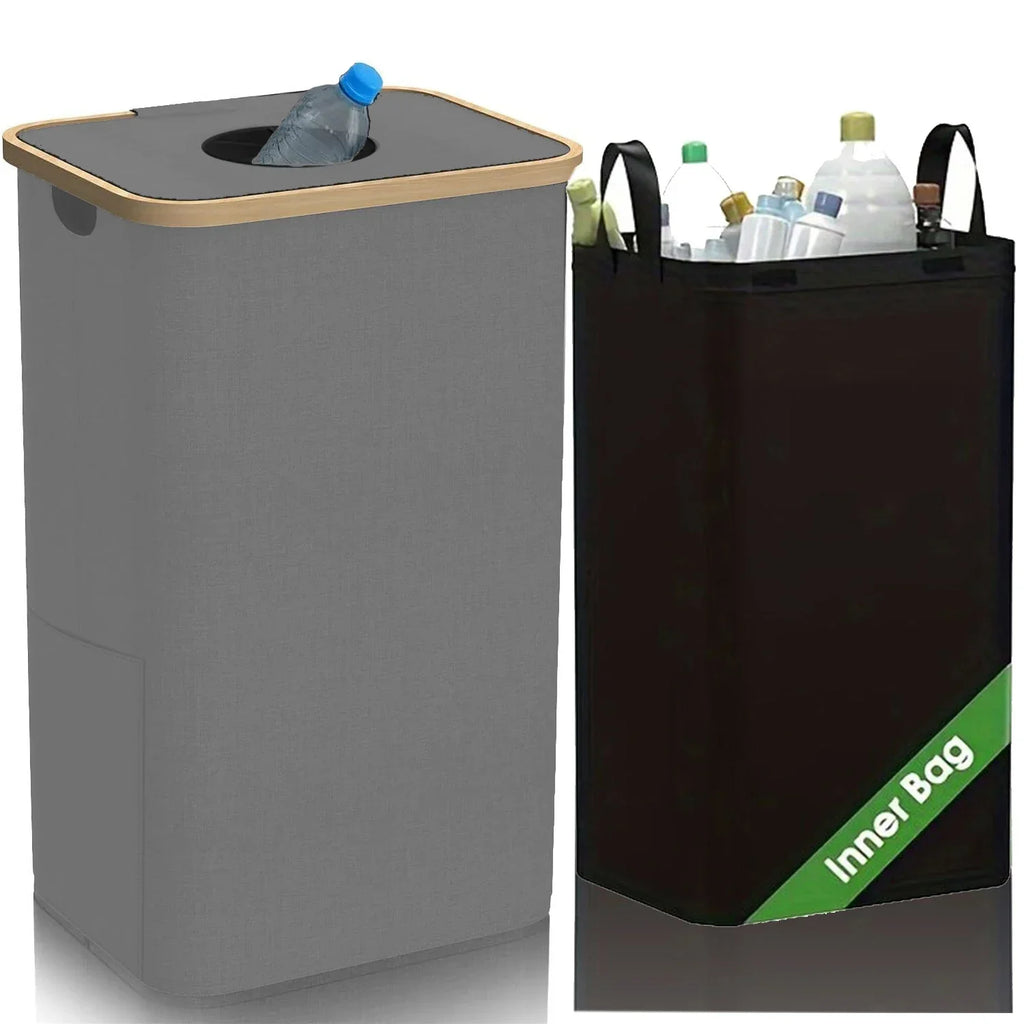 100L Kitchen Recycling Bin & Storage Bags, Kitchen Recycle Bin, Large Capacity Bottle Recycle Bin With Removable Tote Bags,