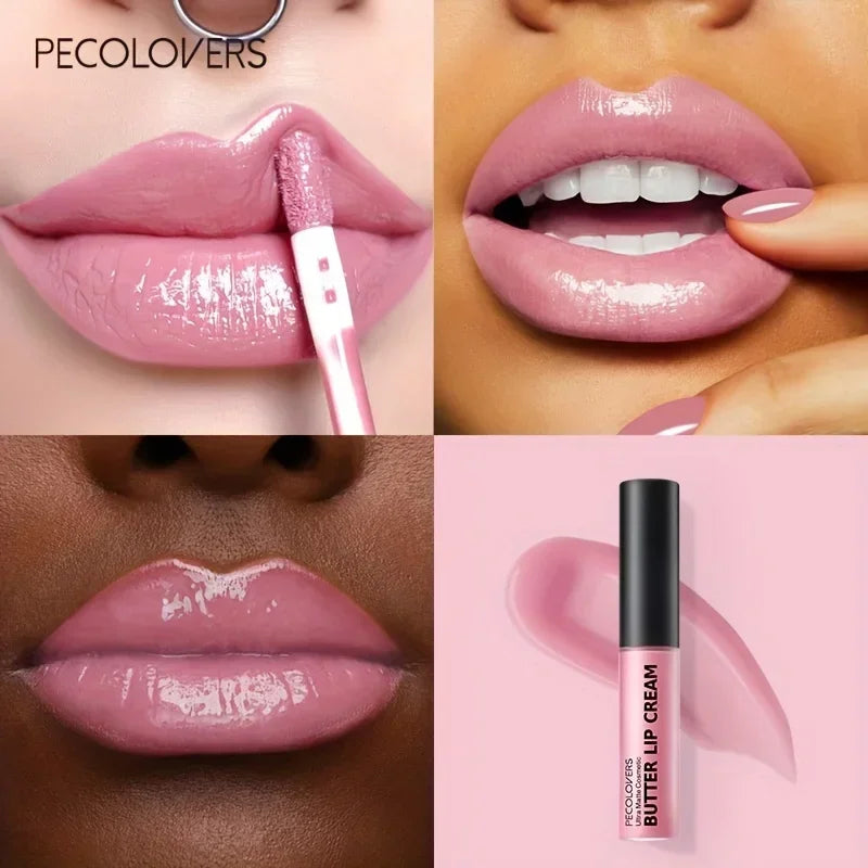 1PC Butter Gloss Non-Sticky Lip Gloss Long Lasting Nude Lip Makeup Hydrating Lip Gloss with Essential Oil Liquid Lipstick