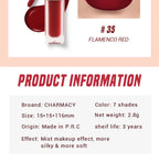 CHARMACY 8 Colors Lip Gloss Lasting Waterproof Velvet Moisturizing Liquid Lipstick Professional Non-stick Cup Lip Glaze Makeup