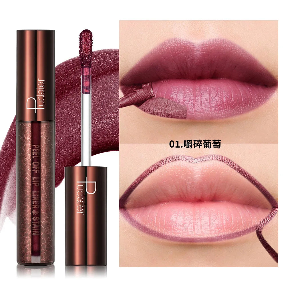 5Color Liquid Peel-off Lip Gloss Waterproof Long-lasting Matte Lipstick Non-stick Cup Makeup Moisturizing Lip Tattoo Pigment