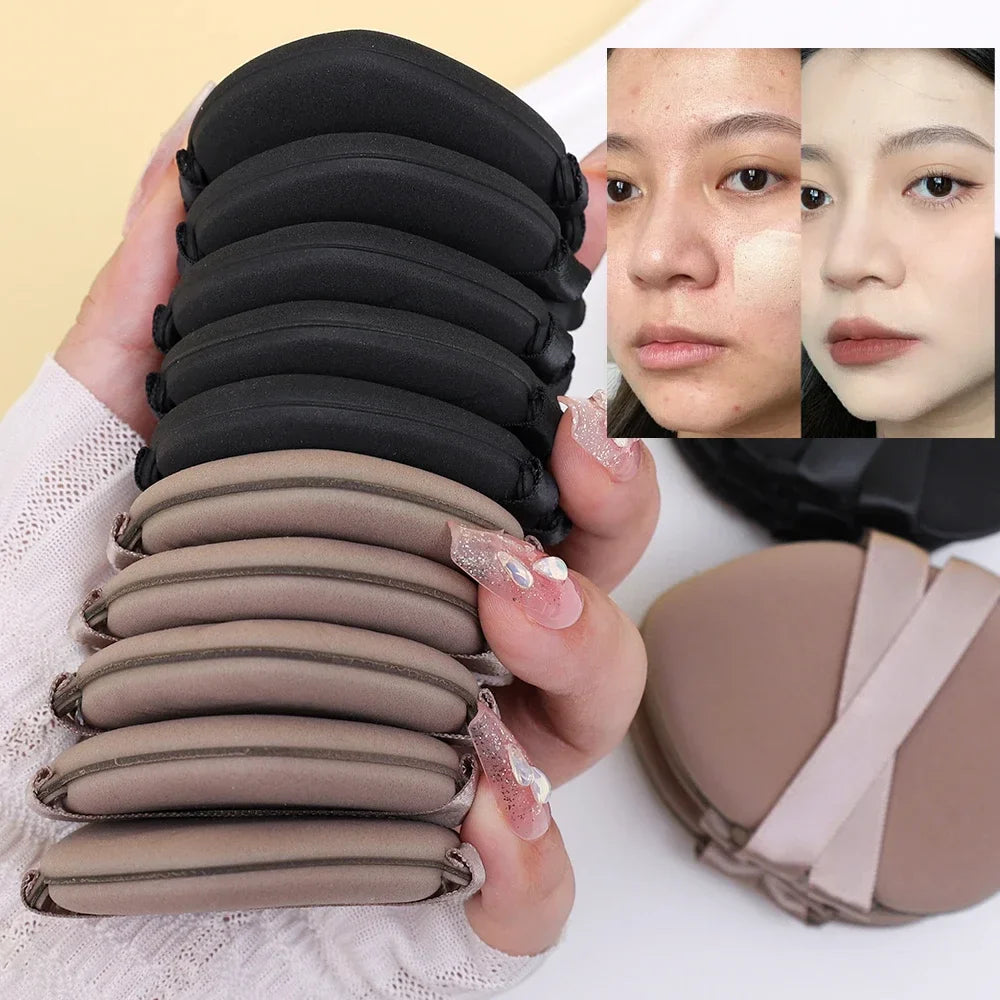 30Pcs Thickened Double Ribbon Wet Dry Dual-use Makeup Puff Black Skin Color Teardrop Shape Powder Puffs Foundation Cosmetic Tool