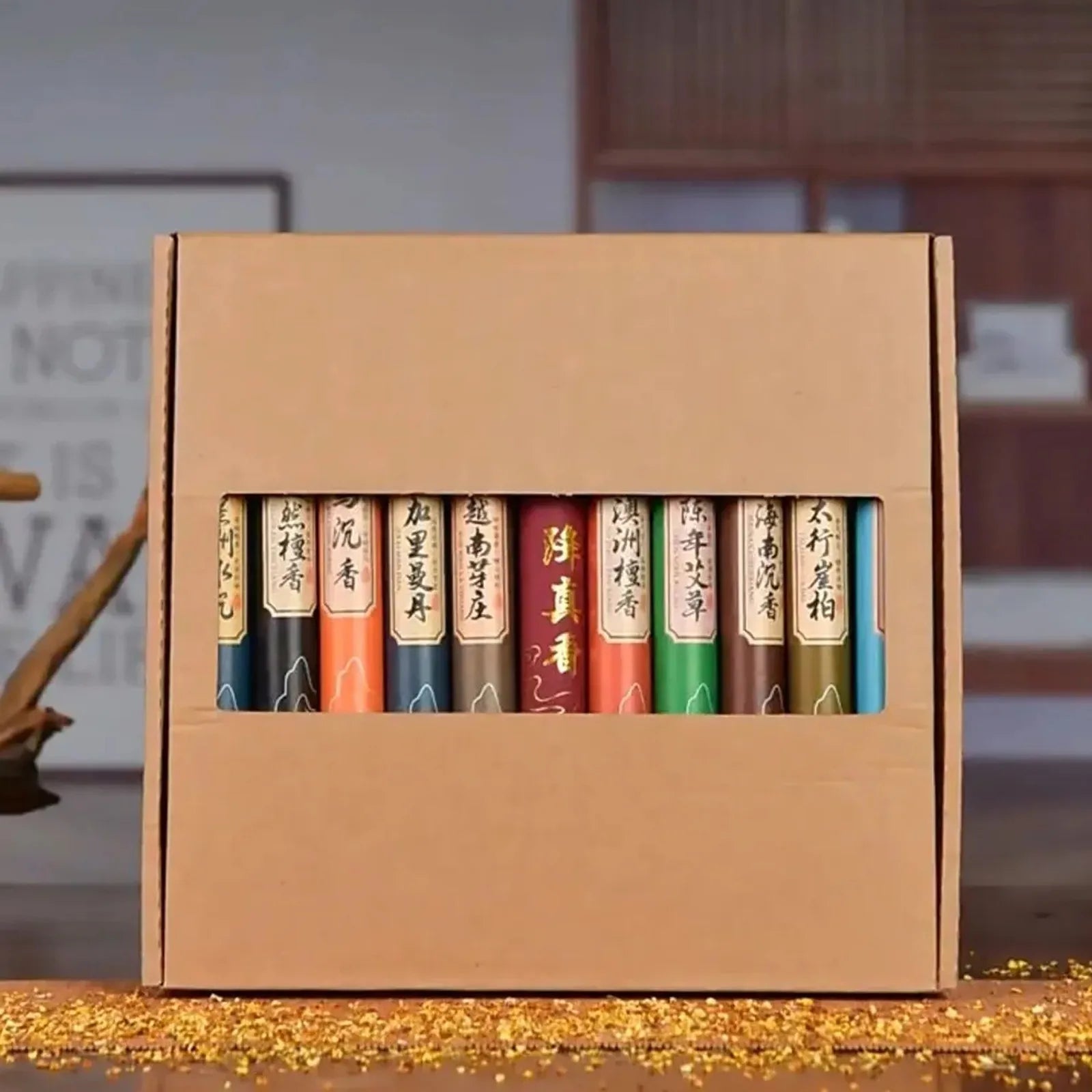 11 Fragrances Available With Gift Box In 20g Cans Approximately 40pcs/Can Natural Linear Sandalwood Stick Incense Long-Lasting