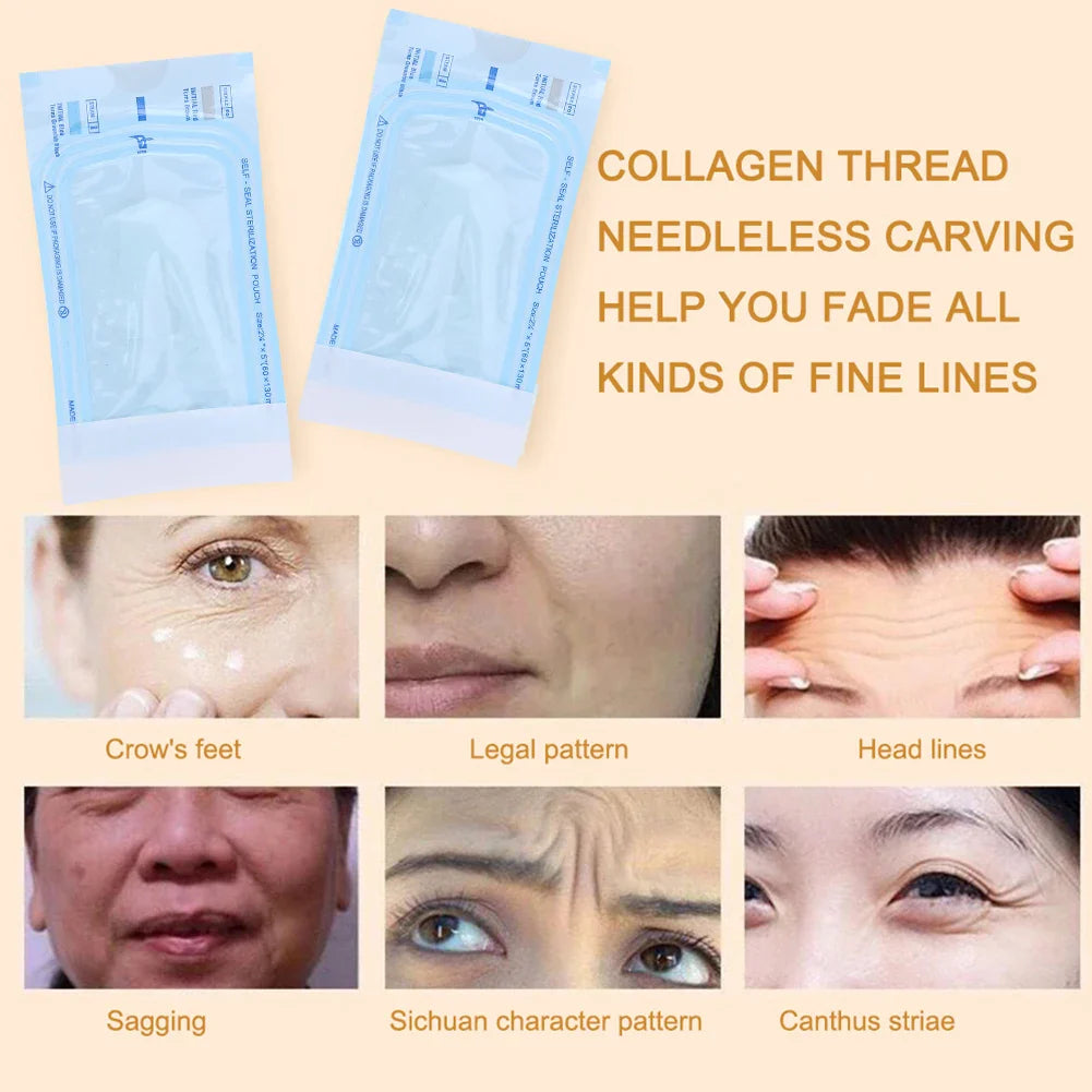 12-60pcs Collagen Line Anti-Aging Mask Absorbable No Needle Face Filler Firming Protein Sheet Skin Care Products