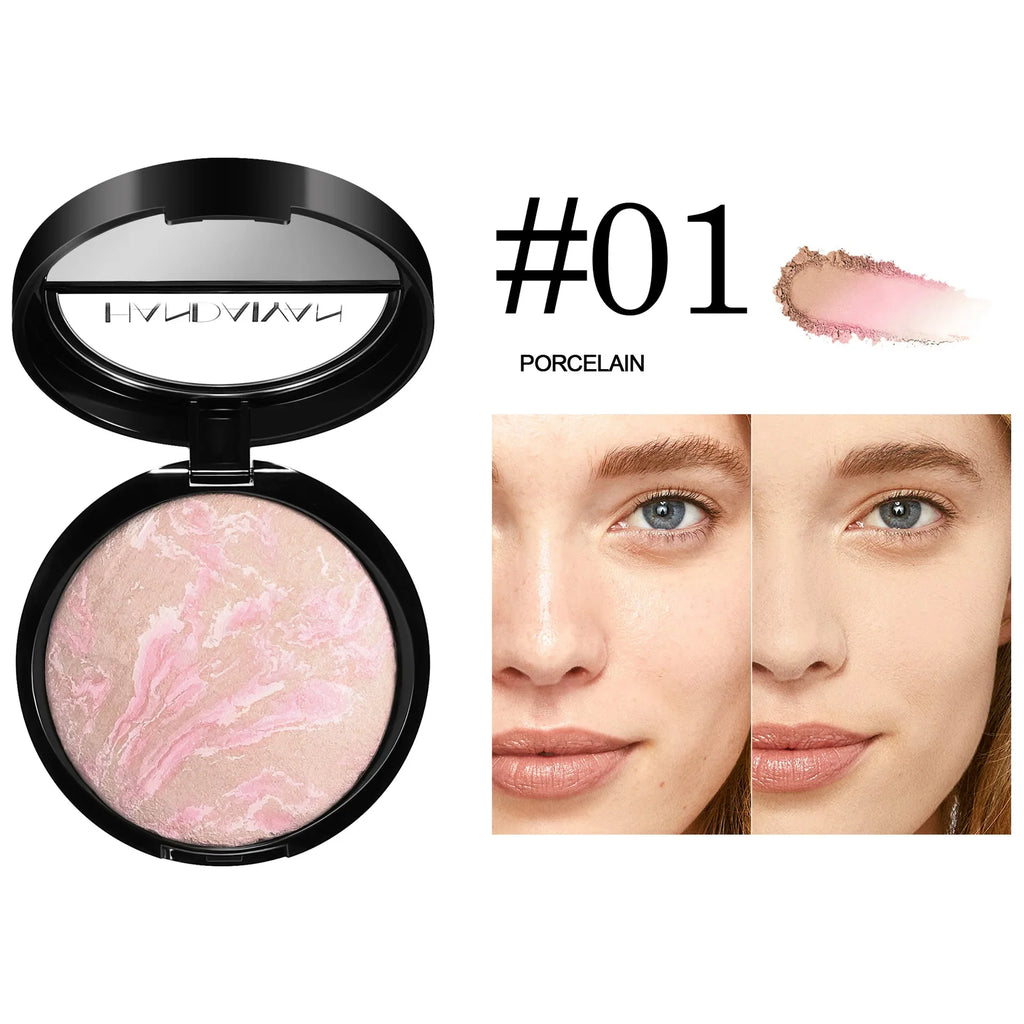 7 Colors Baked Duo Powder Matte Finishing Face Foundation Setting Powder Compact Waterproof Full Coverage Makeup Setting Base