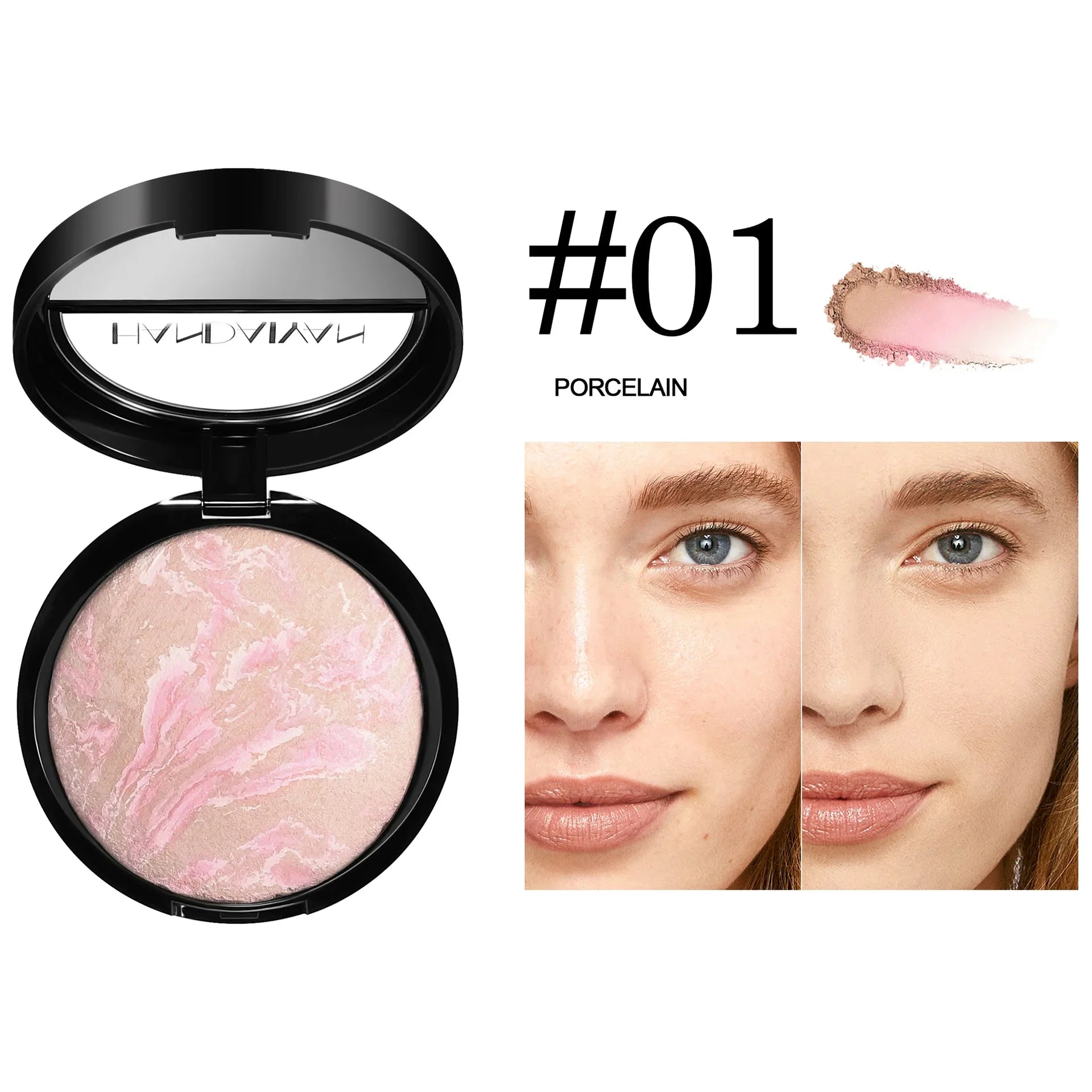 7 Colors Baked Duo Powder Matte Finishing Face Foundation Setting Powder Compact Waterproof Full Coverage Makeup Setting Base