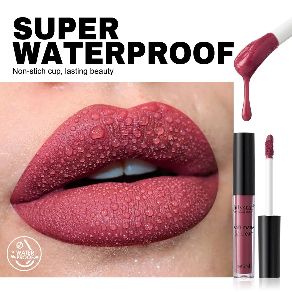 6-Color Velvet Lip Glaze Lipstick High Color Lip Makeup Waterproof Long-Lasting Nude Lip Color Liquid Cosmetics
