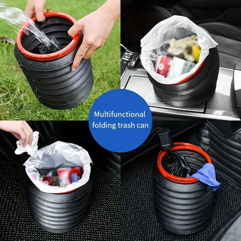4L Portable Folding Garbage Bin - Multifunctional Telescopic Mini Storage Bin for Car