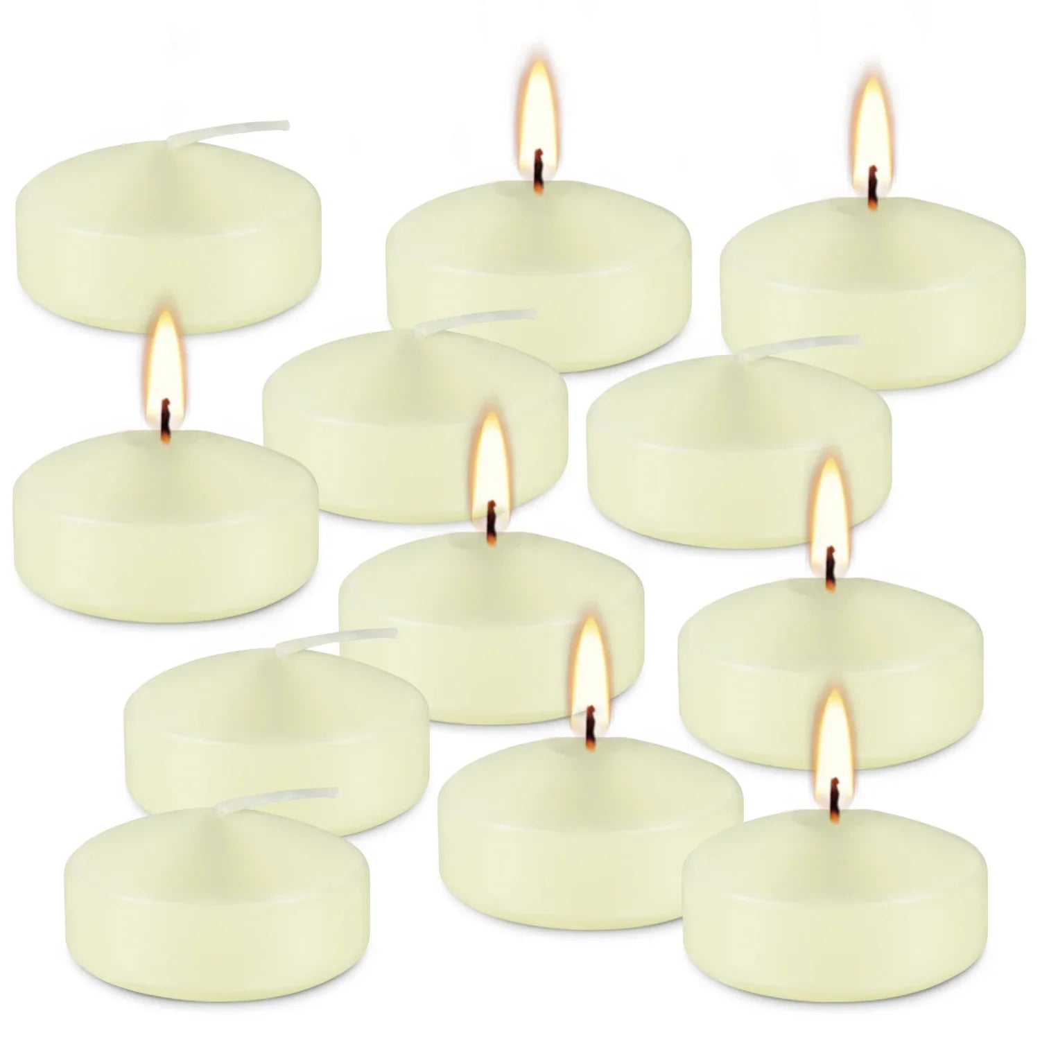 12 Pcs 2inch Ivory Floating Candles, 5-6 Hours of Burning Time, Floating Candles, Romantic Night, Portable Small Candle Set, Not Only a Beautiful Embellishment in Life, and the Best Choice of Love and Warmth.