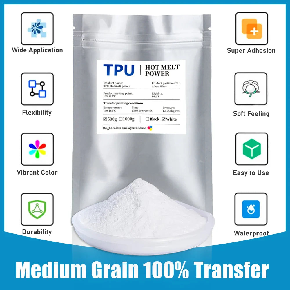 0.5kg DTF Powder DTF Printer Hot Melt Powder for DTF Transfer Film DTF Printer DTF Poliamida Powder for DTF Direct Transfer Film