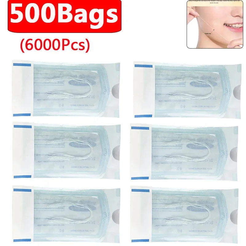 12-6000Pcs Protein Thread Collagen Face Lifting Thread Anti Aging Face Filler Wrinkle Remove Collagen Thread Carved Essence Care