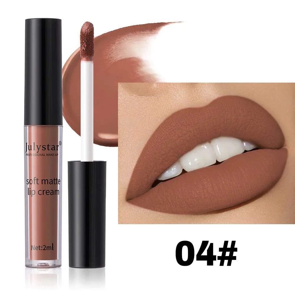 6-Color Velvet Lip Glaze Lipstick High Color Lip Makeup Waterproof Long-Lasting Nude Lip Color Liquid Cosmetics