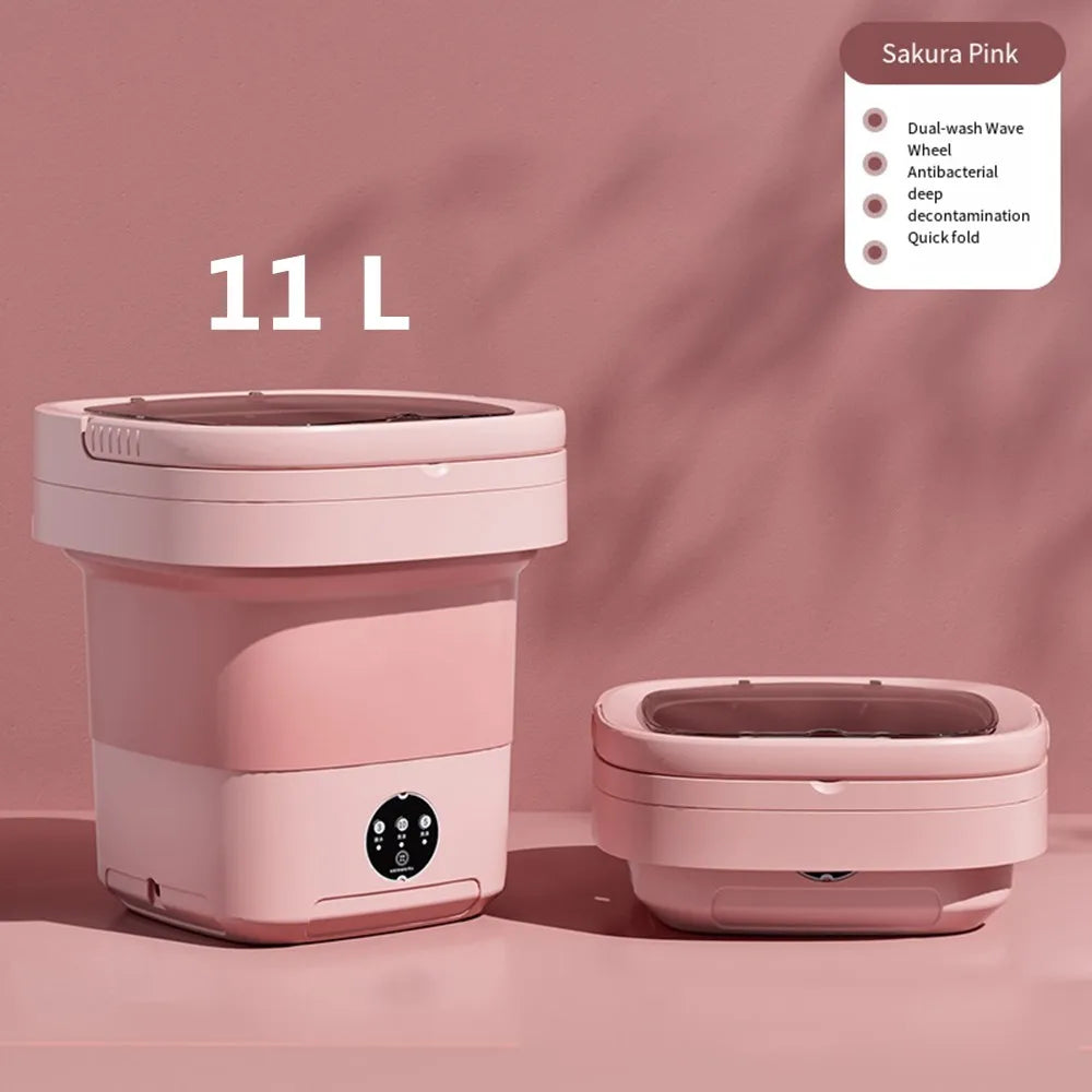 11L 6L Portable Big Capacity Washing Machine With Drain Basket For Apartment Camping Travel Underwear 110-260V Mini Washer Dryer