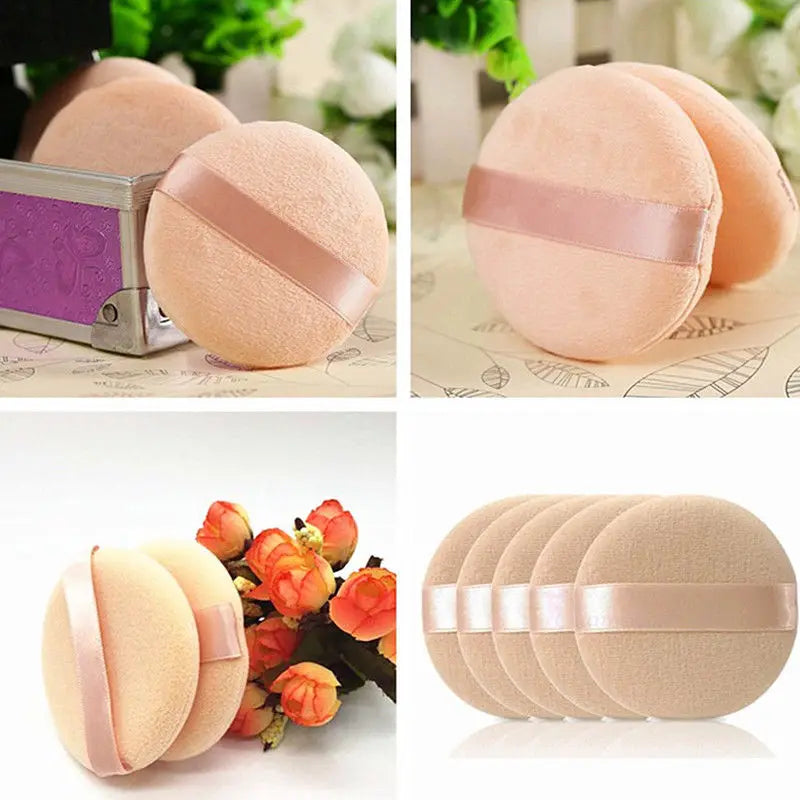 5PCS Pure Cotton Powder Puffs Soft Makeup Sponge Puffs for Setting Powder Blending Foundation Finishing Reusable Cosmetic Set