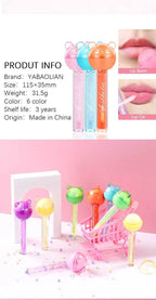 2 In 1 Cute Lollipop Lip Gloss Moisturizing Lip Plumper Lip Balm Lipstick Mineral Oil Lip Nutritious Lips Care Makeup Cosmetics