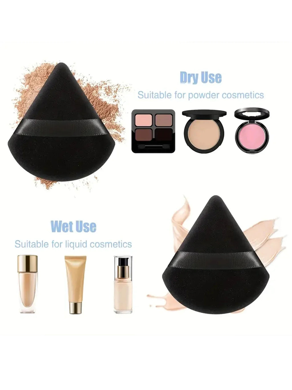 50Pcs Mixing colors randomly Triangle Powder Puff For Loose Powder Liquid Cosmetic Soft Plush Powder Puff Makeup Foundation Puff