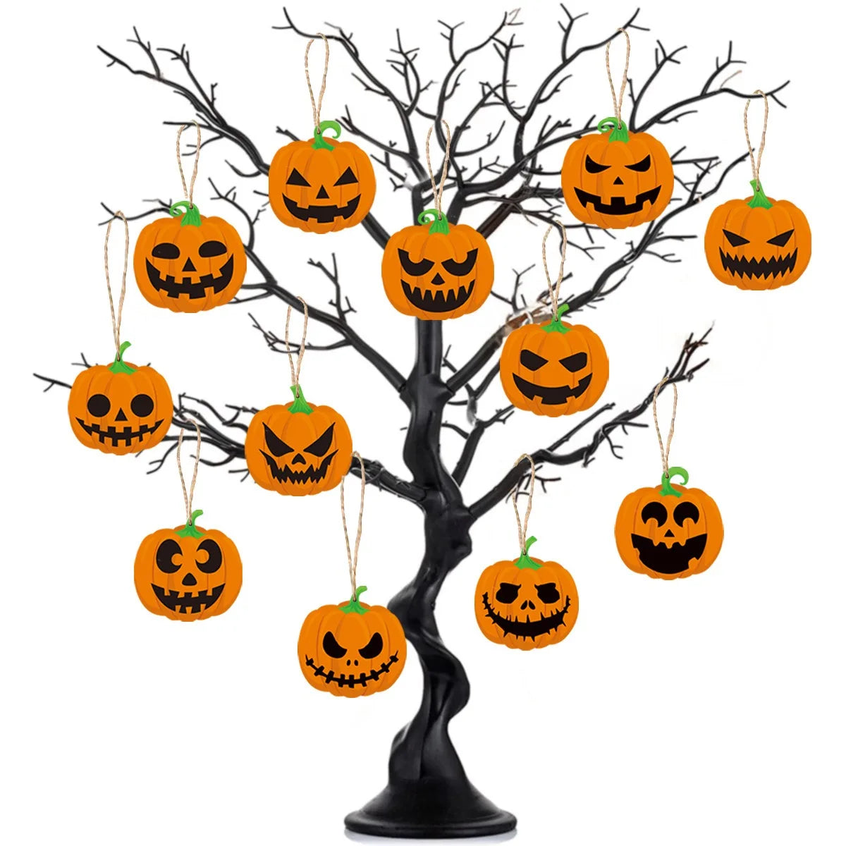 12pcs Vintage Halloween Tree Ornament Decorations Horror Pumpkin Witch skull pendant Hanging Tag for Halloween Party home Decor