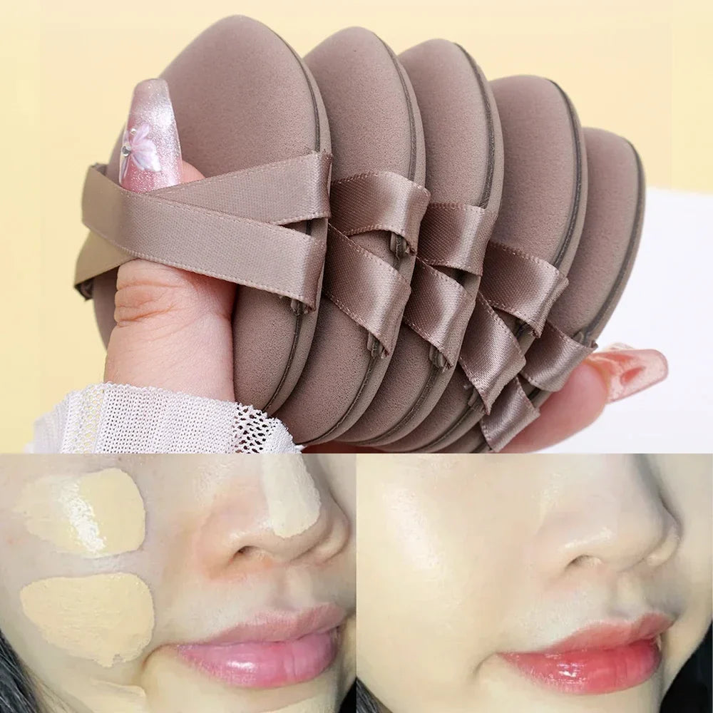 30Pcs Thickened Double Ribbon Wet Dry Dual-use Makeup Puff Black Skin Color Teardrop Shape Powder Puffs Foundation Cosmetic Tool