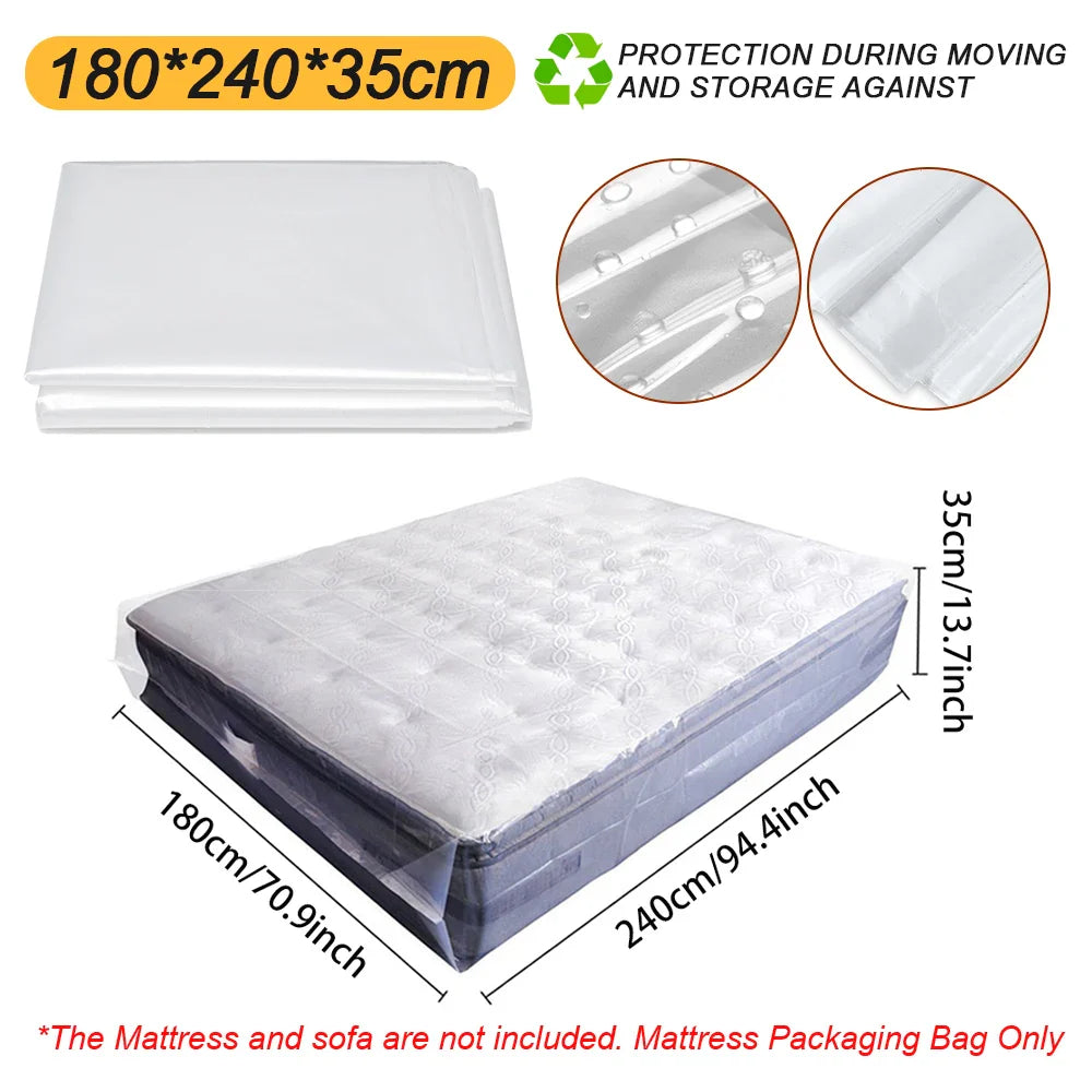 150/200x240x35cm Mattress Protector Packaging Bag Moisture-proof Dust Cover Thickness 0.08mm PE Transparent Moving Home Storage