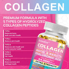 14 IN 1 Collagen Capsules - Biotin & Keratin Skin Care Product Booster Anti Aging Whitening Skin Nail and Hair Care Supplement