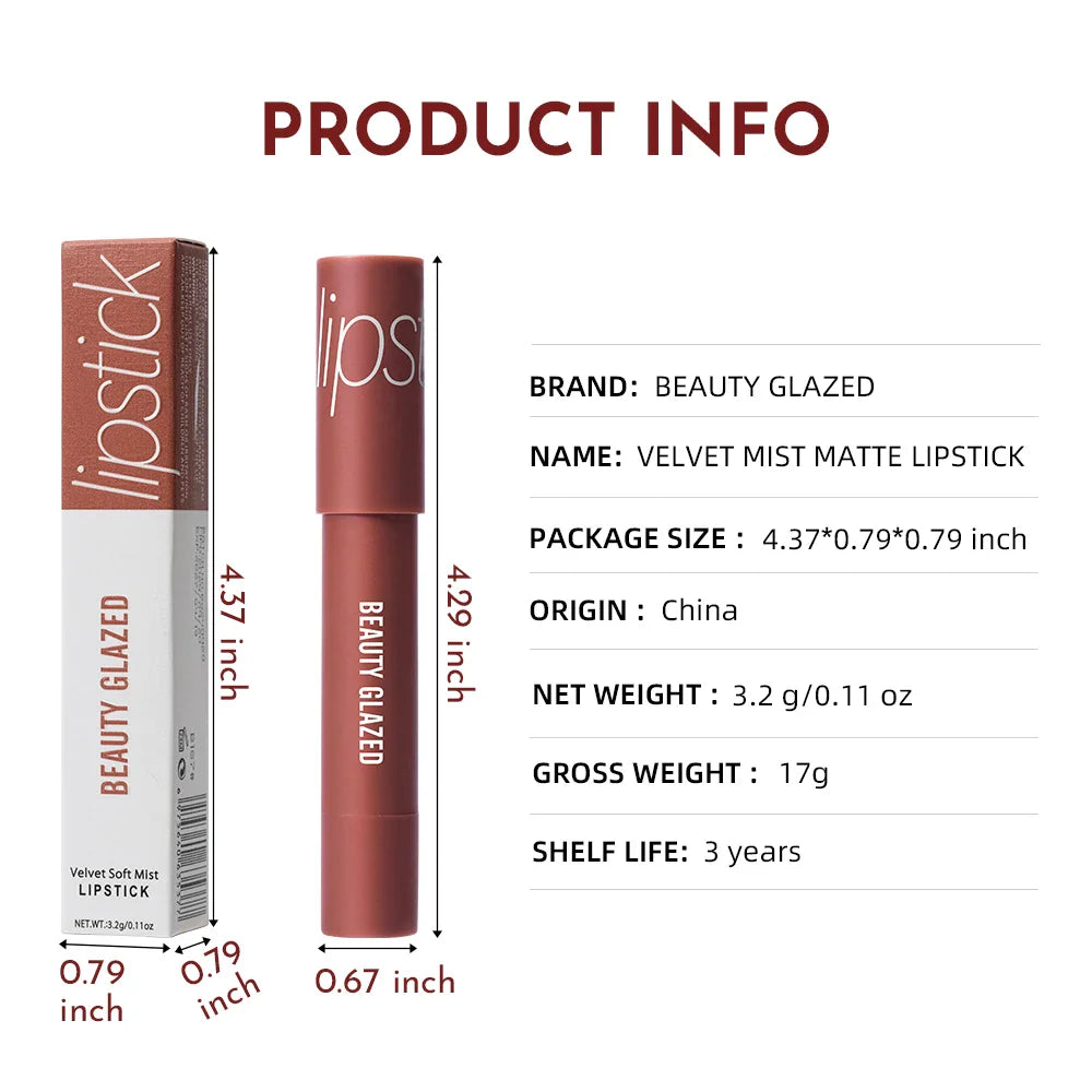 12-Color Matte Waterproof Lipstick Pen - Long-Lasting, Vibrant Berry Tone, Plant-Based Squalane, Smooth Application for All Skin