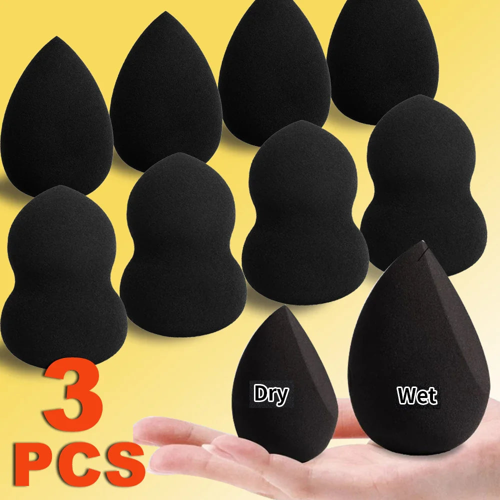 Black Makeup Sponge Eggs Soft Powder Beauty Egg Foundation Sponges Liquid Cream Cosmetics Puff Wet and Dry Use Makeup Tool Women