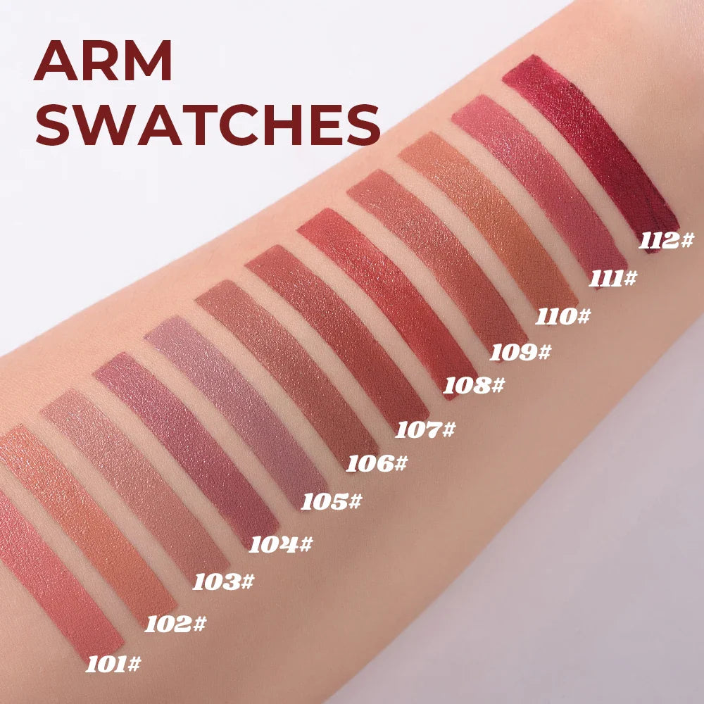 12-Color Matte Waterproof Lipstick Pen - Long-Lasting, Vibrant Berry Tone, Plant-Based Squalane, Smooth Application for All Skin