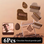 6PCS Chocolate Biscuit Powder Puff Makeup Blender Puff Air Cushion Foundation Sponge Loose Powder Puffs Cosmetic Applicator Tool
