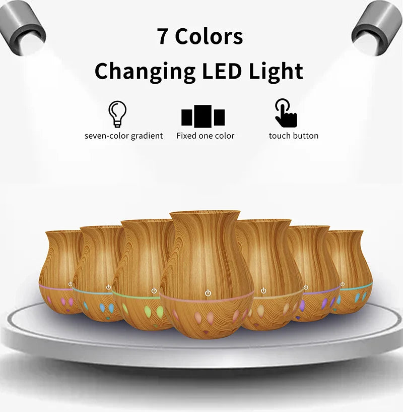 130ml Wood Grain Mini Humidifier Essential Oil Diffuser Spray Bedroom Humidifier Atomizer Aromatherapy Diffuser Mute Home