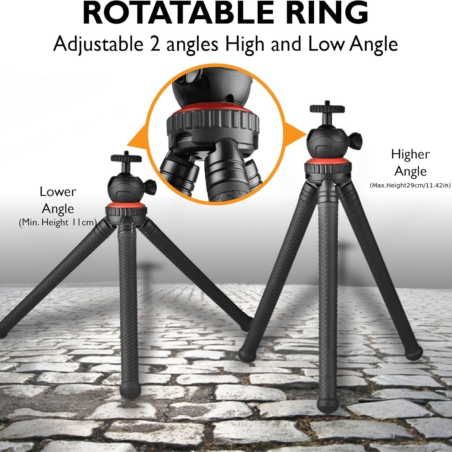 12" Flexible Mini Travel Tripod, Small Smartphone Holder For IPhone, Samsung Galaxy, GoPro Action Camera Mount, 360° Ball Head, Metal Hand Grip, Anti-Crack Camera Tripod For Canon Nikon, High-quality, Easy To Use