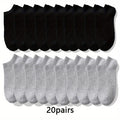 10/20/30 pairs Men's 10/20/30 Pairs Compression Sports Socks, Sweat-Wicking, Anti-Odor, Non-Slip for Running, Basketball, Fitness