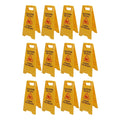 12Pcs Wet Floor Sign Foldable A Frame Caution Floor Sign Plastic 2 Sided for Indoor Outdoor