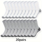 10/20/30 Pairs Of Men's Classic Crew Socks, Breathable Comfy Casual Unisex Socks For Men's Outdoor Wearing All Seasons Wearing