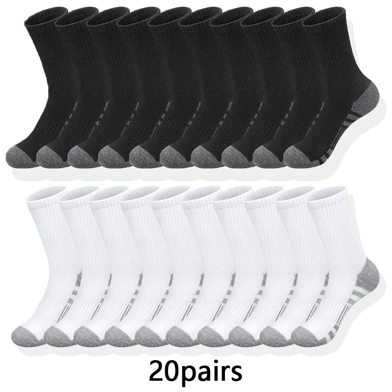 10/20/30 Pairs Of Men's Classic Crew Socks, Breathable Comfy Casual Unisex Socks For Men's Outdoor Wearing All Seasons Wearing