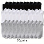 10/20/30 pairs Men's 10/20/30 Pairs Compression Sports Socks, Sweat-Wicking, Anti-Odor, Non-Slip for Running, Basketball, Fitness