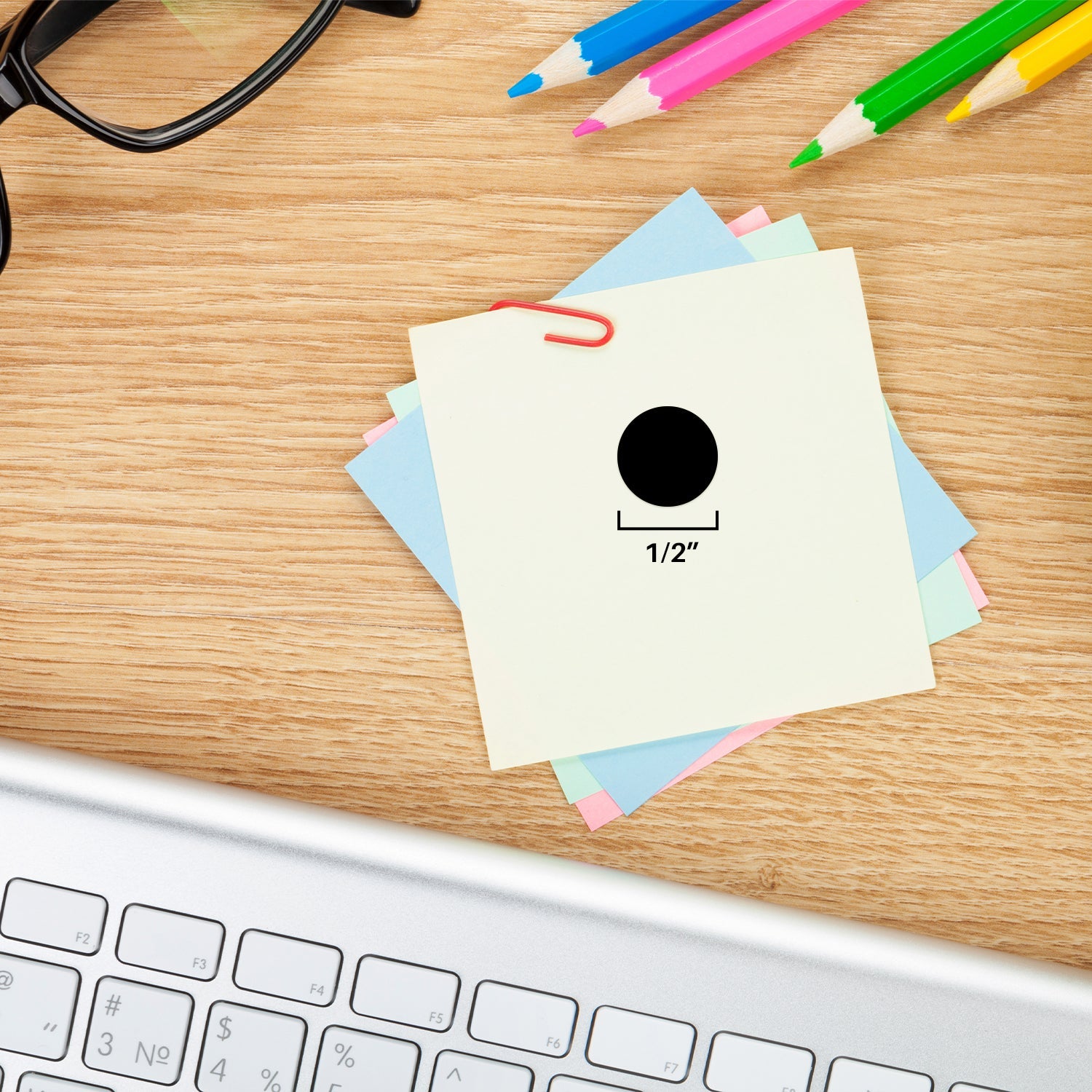 1/2" Permanent Round, Color-Code Dot Stickers: 1,000/Roll