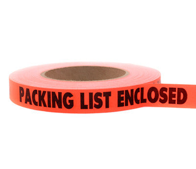 "PACKING LIST ENCLOSED" - Imprinted 3/4" Tape