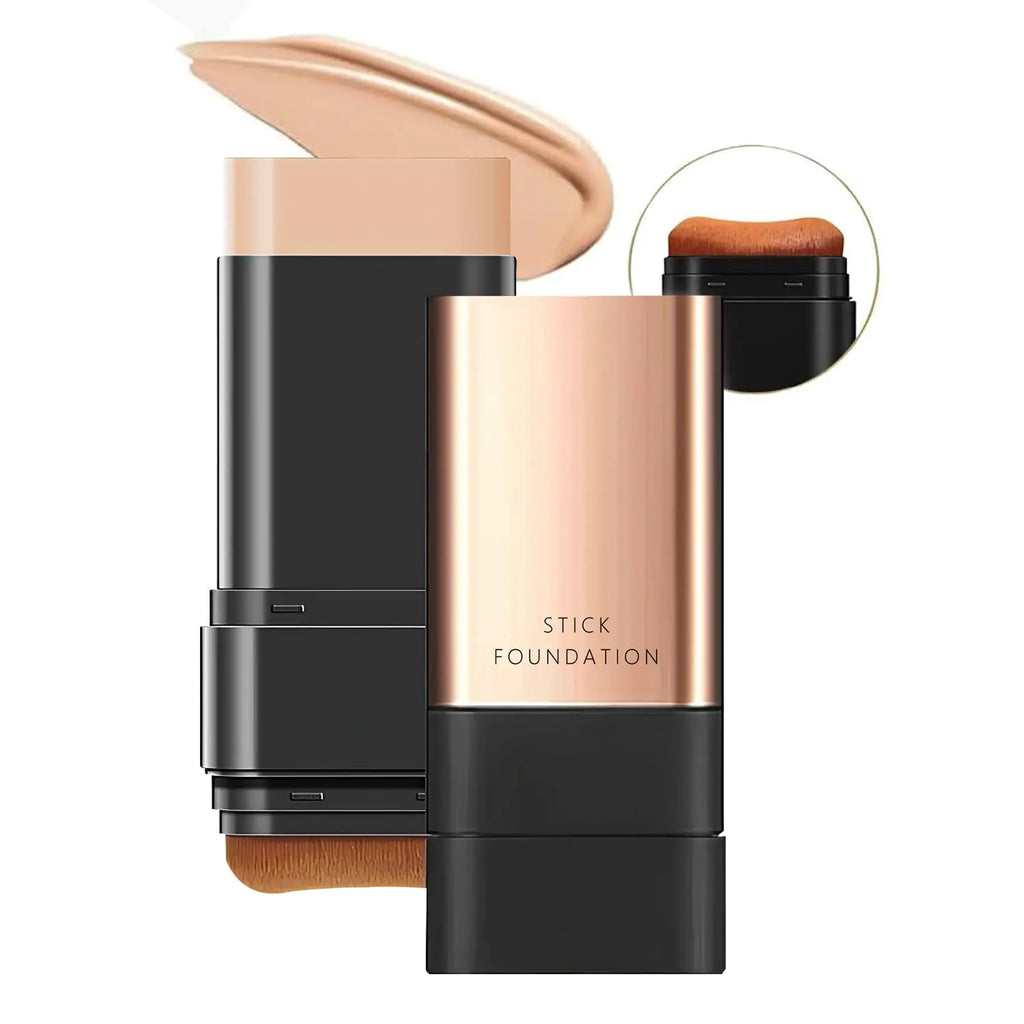 2 In 1 Anti Wrinkle Foundation Stick Korea Flawless Eraser Foundation Stick- Hydrating Lightweight Double Head Foundation Make Up Stick with BrushMulti-Use Face Makeup Contour Stick(Natural 1PC)